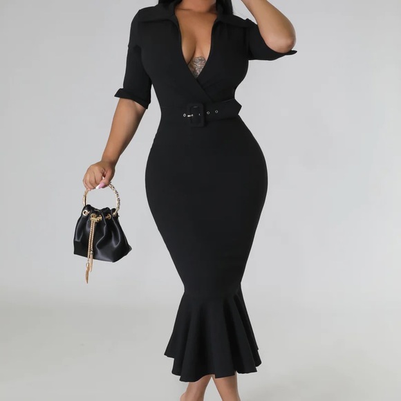 💕❤️🥰BLACK MIDI BELTED DRESS🥰❤️💕 - Picture 3 of 3